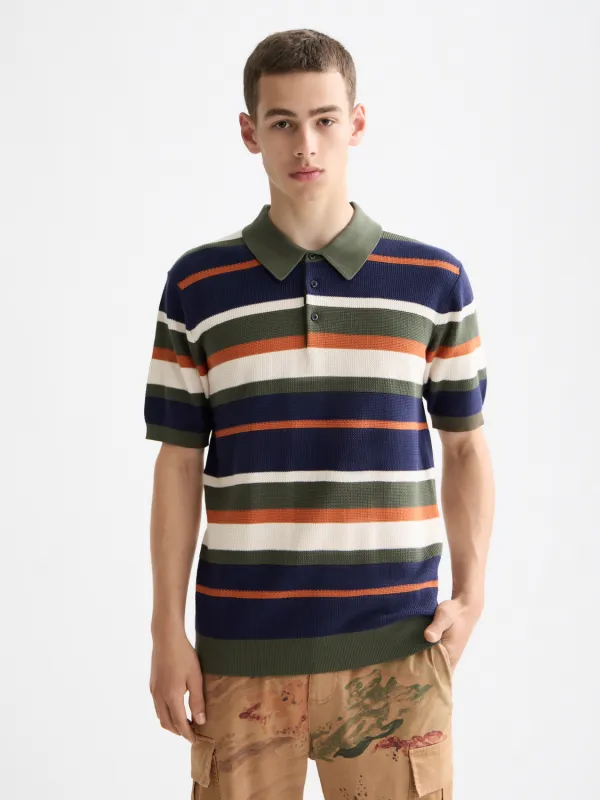 Knitted striped polo sold by Scotch & Soda
