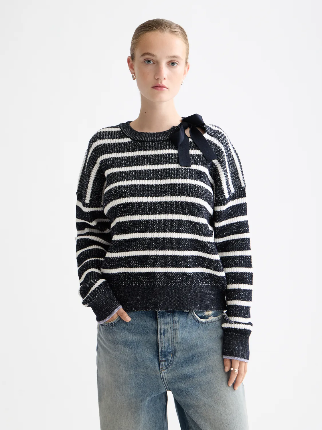 Stripe tie neck pullover sold by Scotch & Soda