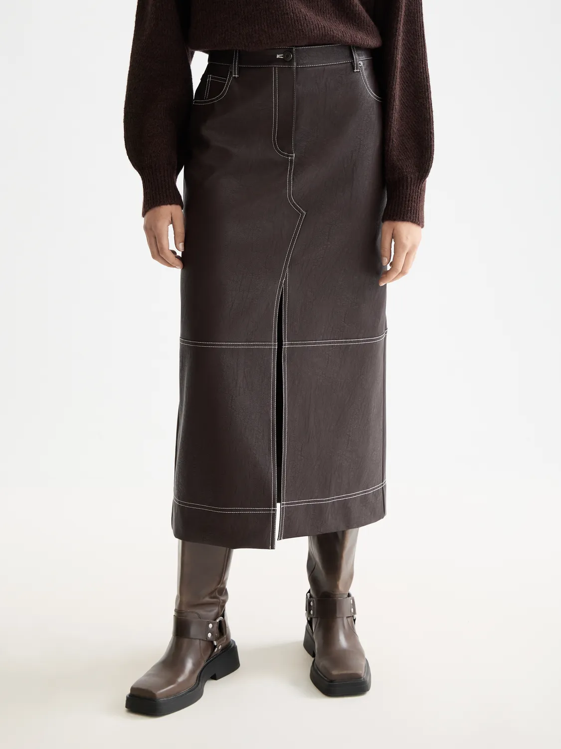 Faux leather midi skirt sold by Scotch & Soda