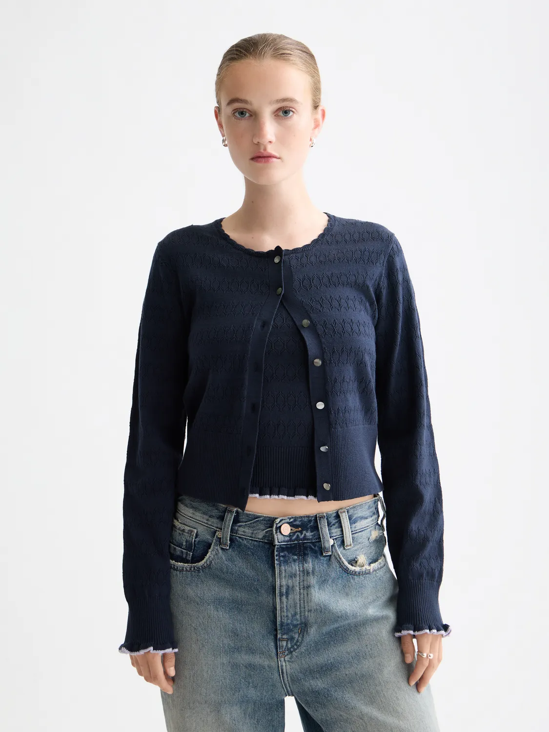 Pointelle knitted cardigan sold by Scotch & Soda