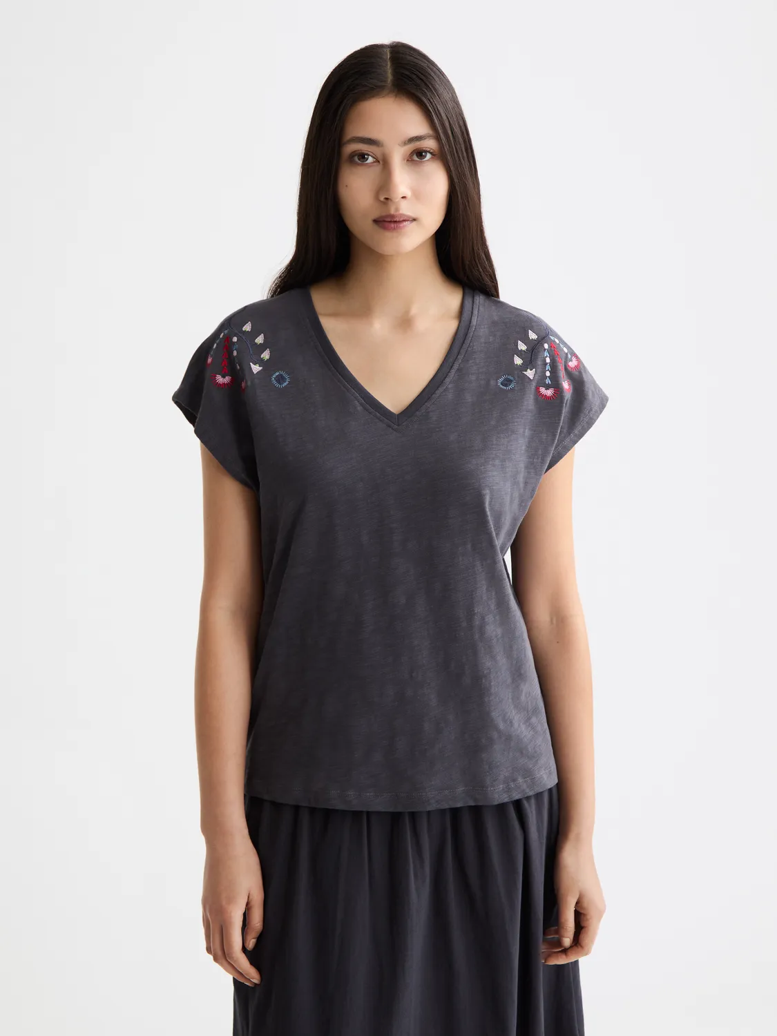 Embroidered v-neck t-shirt sold by Scotch & Soda product image thumbnail 2