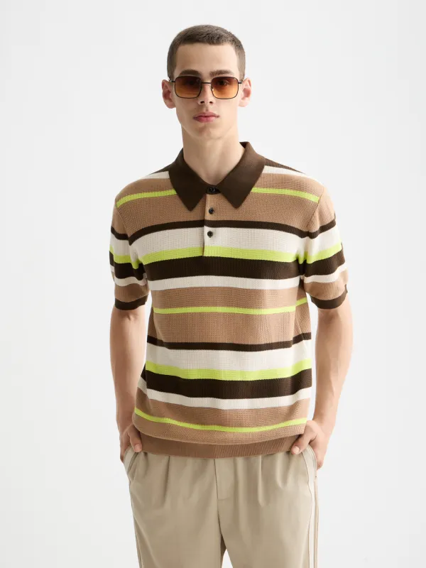 Knitted striped polo made by Scotch & Soda