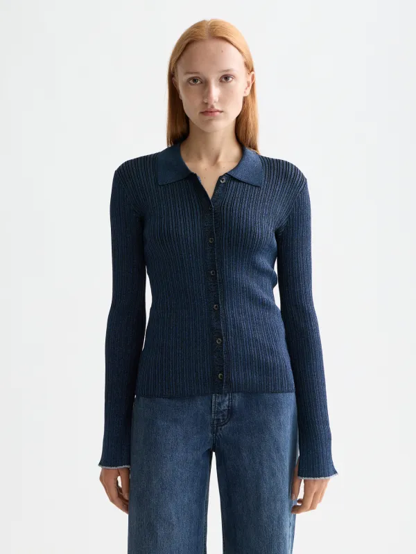 Metallic fitted button-up top made by Scotch & Soda