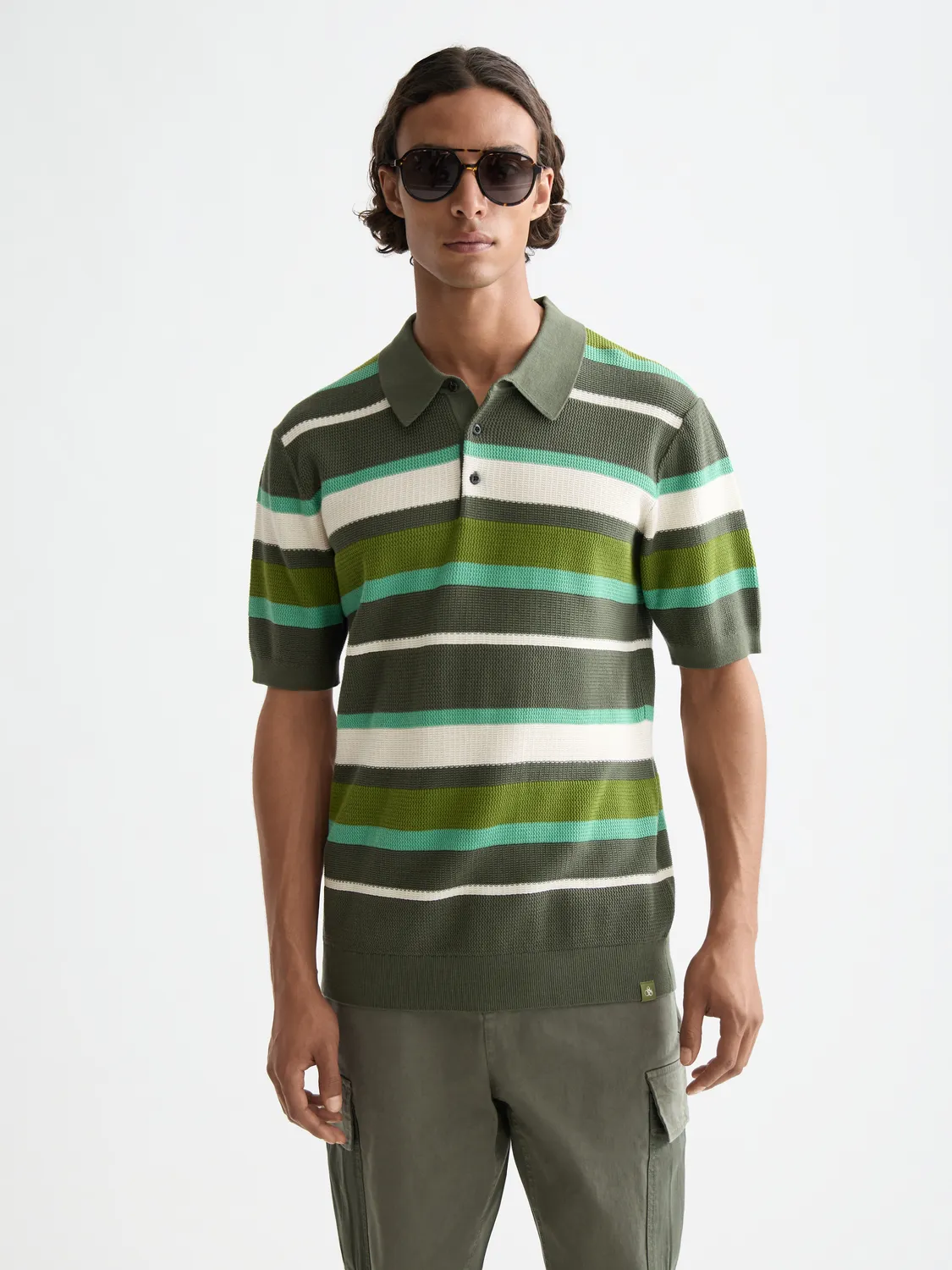 Knitted striped polo sold by Scotch & Soda