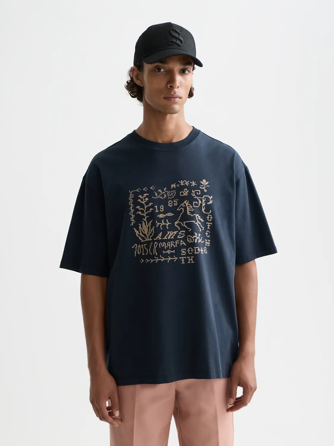 Cross-stitched artwork t-shirt sold by Scotch & Soda