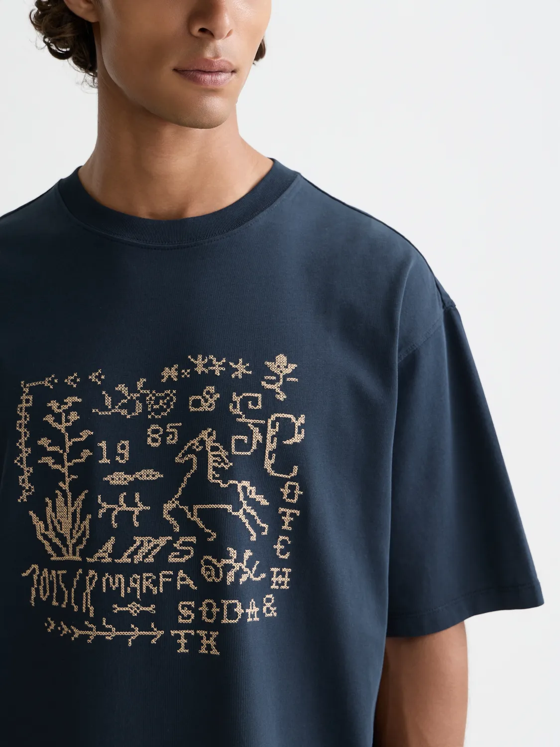 Cross-stitched artwork t-shirt sold by Scotch & Soda product image thumbnail 5