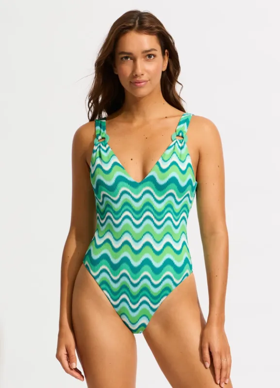 Neue Wave V Neck One Piece - Jade sold by Seafolly