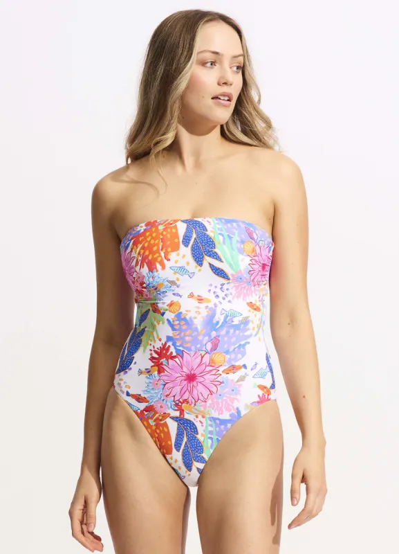 Under The Sea DD Bandeau One Piece - White sold by Seafolly
