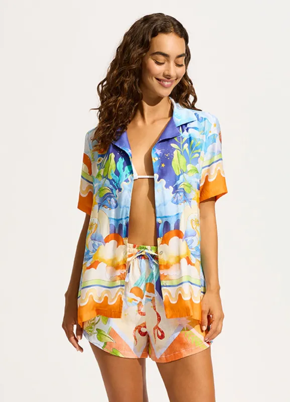 Aquarius Short Sleeve Shirt - Turquoise sold by Seafolly