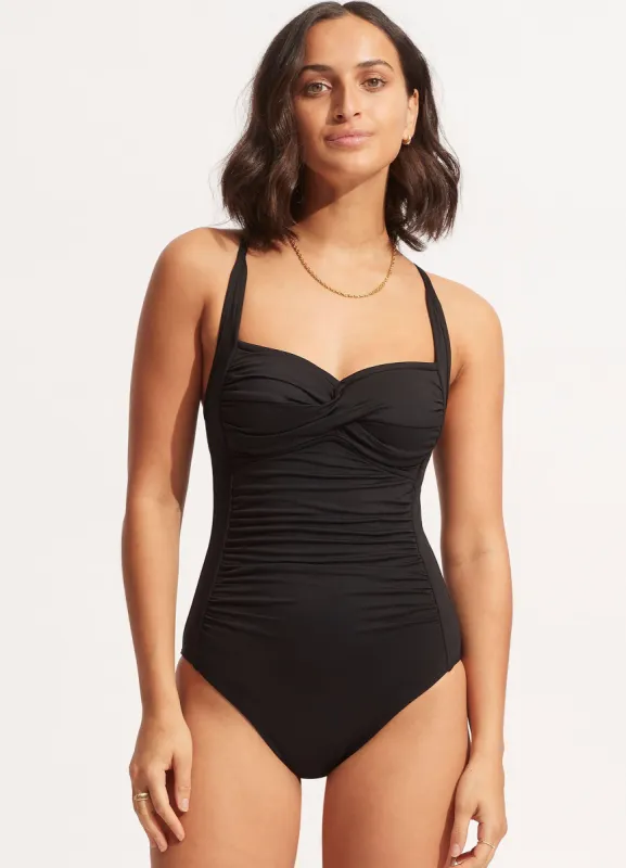 Seafolly Collective Twist Halter One Piece - Black sold by Seafolly