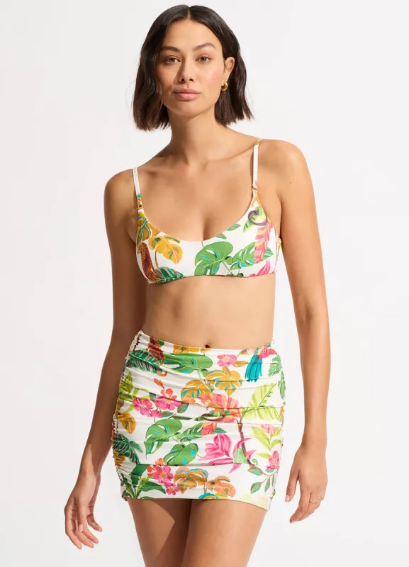 Tropica Ruched Side Pull-on Skirt - Ecru sold by Seafolly