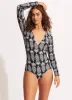 Corsica V Neck Long Sleeve Surfsuit - Black sold by Seafolly