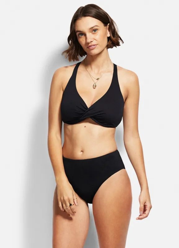 Seafolly High Waist Retro Bikini Pants - Black sold by Seafolly
