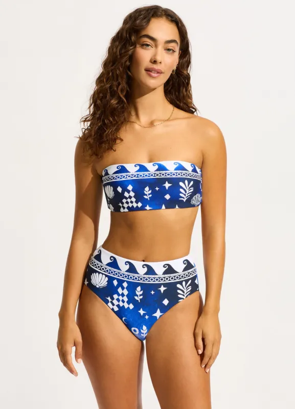 Corfu High Waisted Bikini Bottom - Azure sold by Seafolly