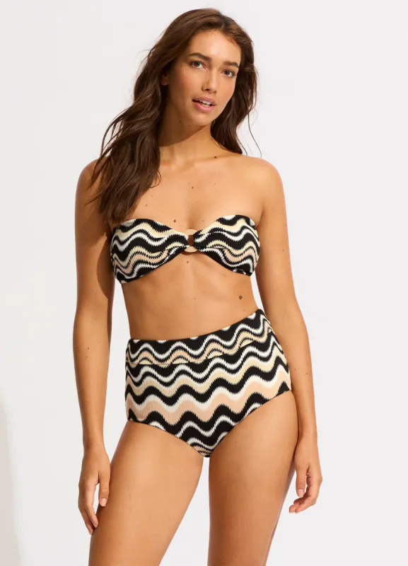 Neue Wave High Waisted Bikini Bottom - Black sold by Seafolly