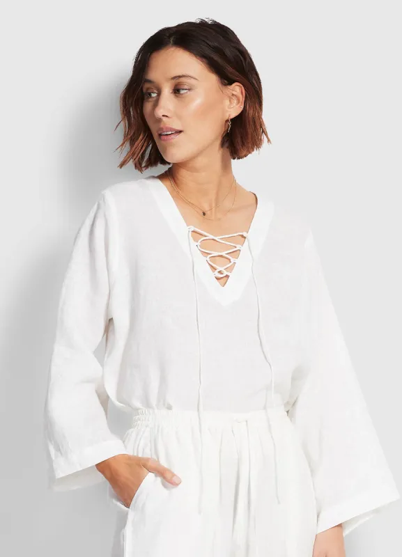 Beach Edit Harbour Linen Top - White sold by Seafolly