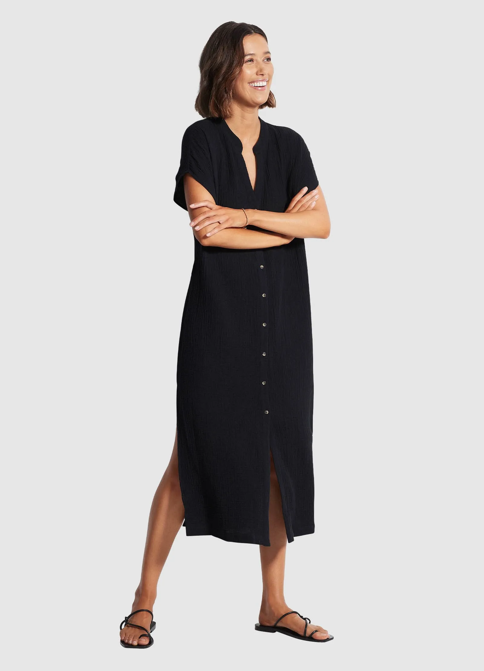 Double Cloth Coverup - Black sold by Seafolly