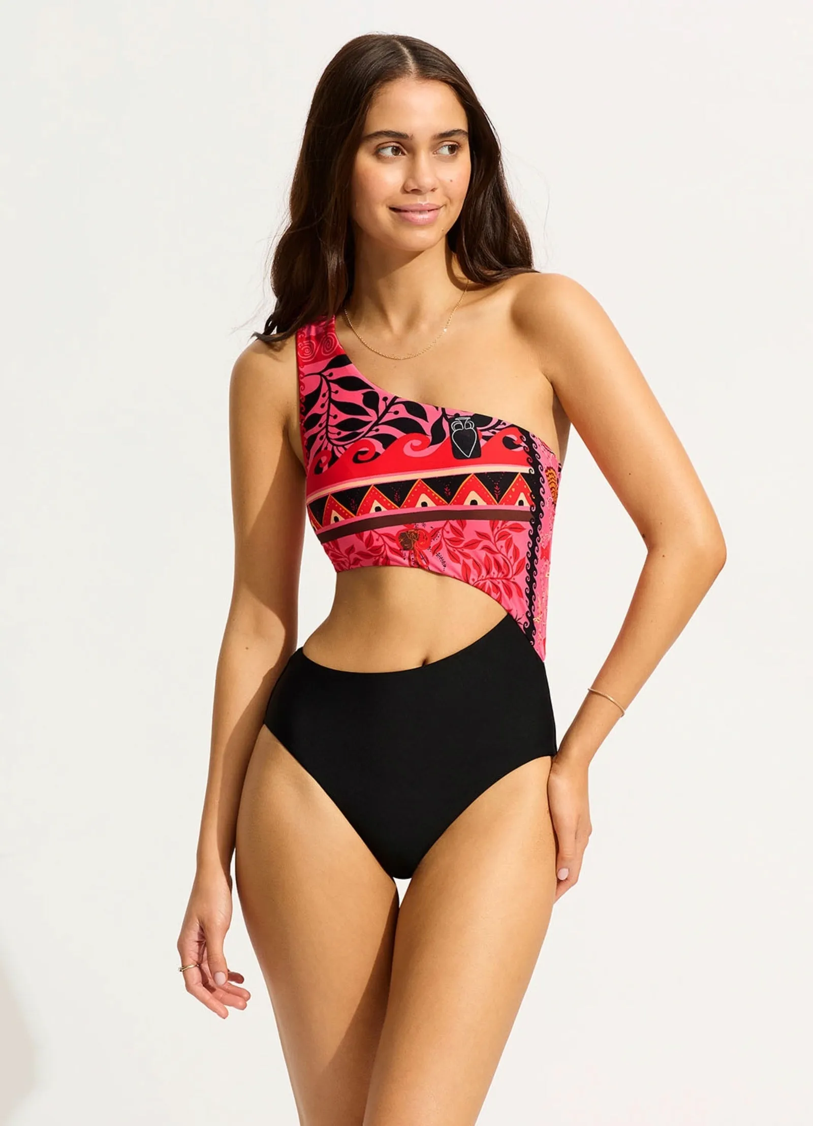 Atlantis One Shoulder Cut Out One Piece - Paradise Pink sold by Seafolly