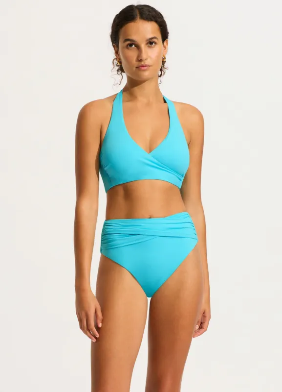 Seafolly Collective DD Wrap Front Halter Bikini Top - Atoll Blue sold by Seafolly