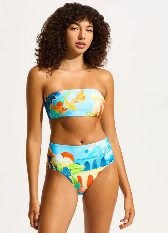 Aquarius High Waisted Bikini Bottom - Turquoise sold by Seafolly