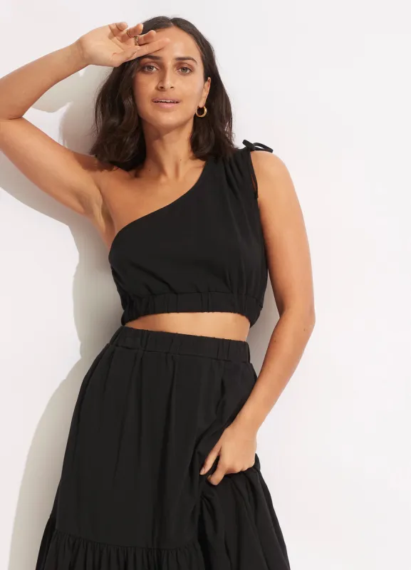 Jersey One Shoulder Crop Top - Black sold by Seafolly
