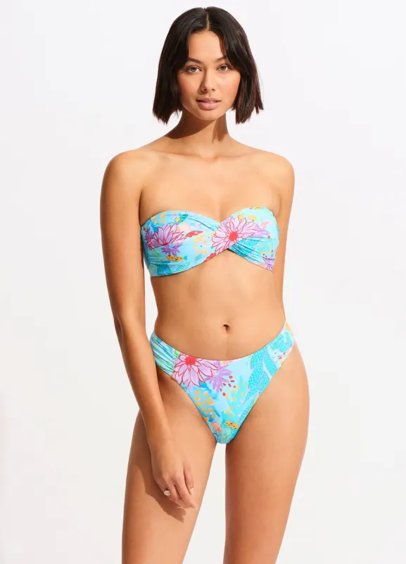 Under The Sea High Leg Bikini Bottom - Blue Mist sold by Seafolly