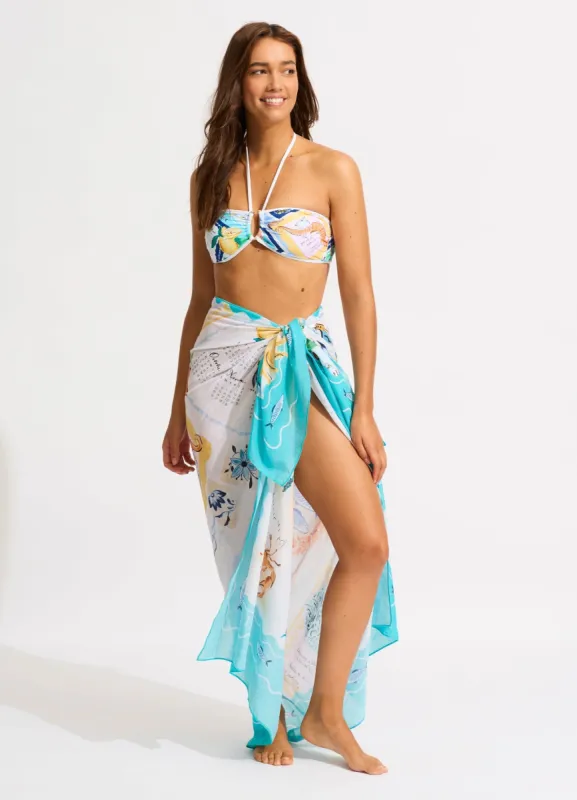 Wish You Were Here Sarong - Atoll Blue sold by Seafolly