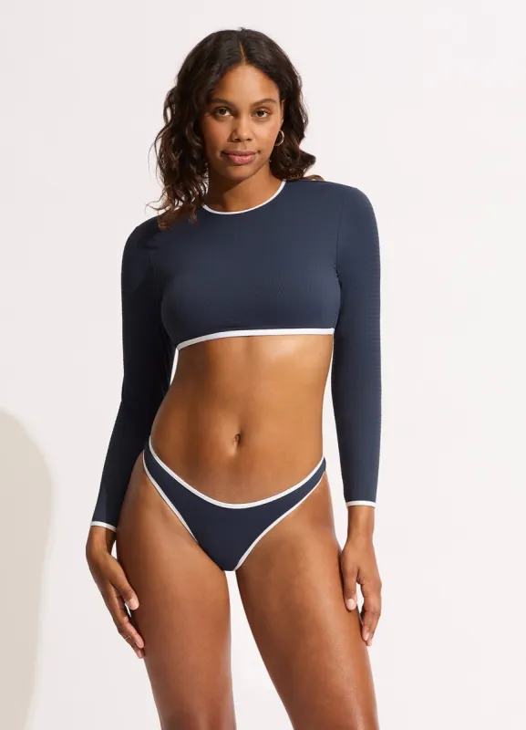 Beach Bound Scoop High Cut Bikini Bottom - True Navy sold by Seafolly