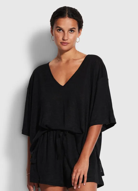 Linen Jersey Top - Black sold by Seafolly