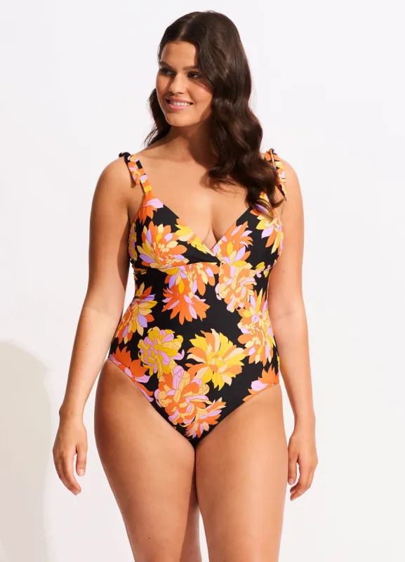 Palm Springs Wrap Front One Piece - Black sold by Seafolly