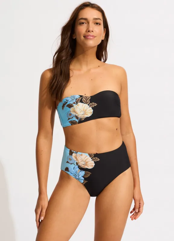 Garden Party High Waisted Bikini Bottom - Black sold by Seafolly