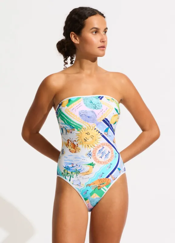 Wish You Were Here DD Bandeau One Piece - Atoll Blue sold by Seafolly