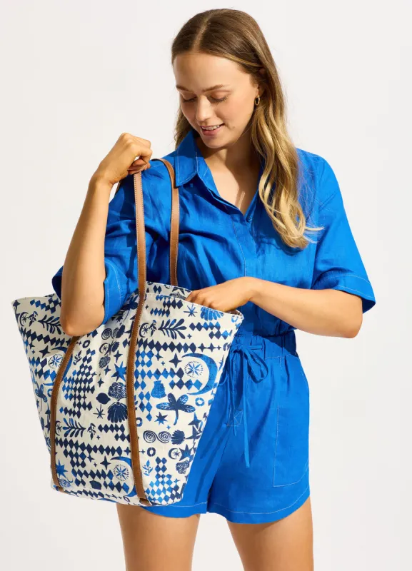 Corfu Fan Tote Bag - Azure sold by Seafolly