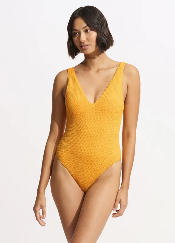 Sea Dive Deep V Neck One Piece - Rockmelon sold by Seafolly