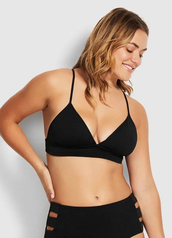 Seafolly Quilted Fixed Tri Bikini Top - Black sold by Seafolly
