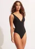 Seafolly Collective V Neck One piece - Black sold by Seafolly