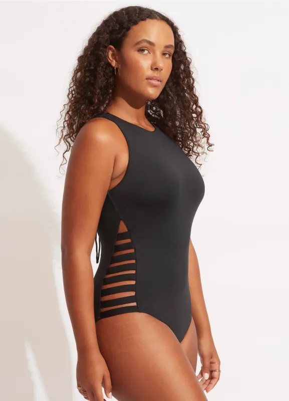 Seafolly Collective Multi Strap One Piece - Black sold by Seafolly