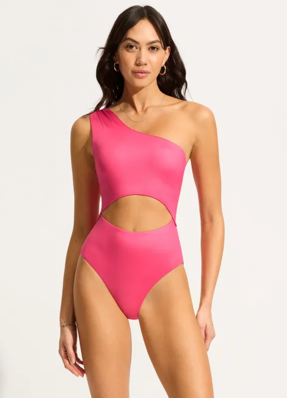 Soleil One Shoulder One Piece - Hot Pink sold by Seafolly