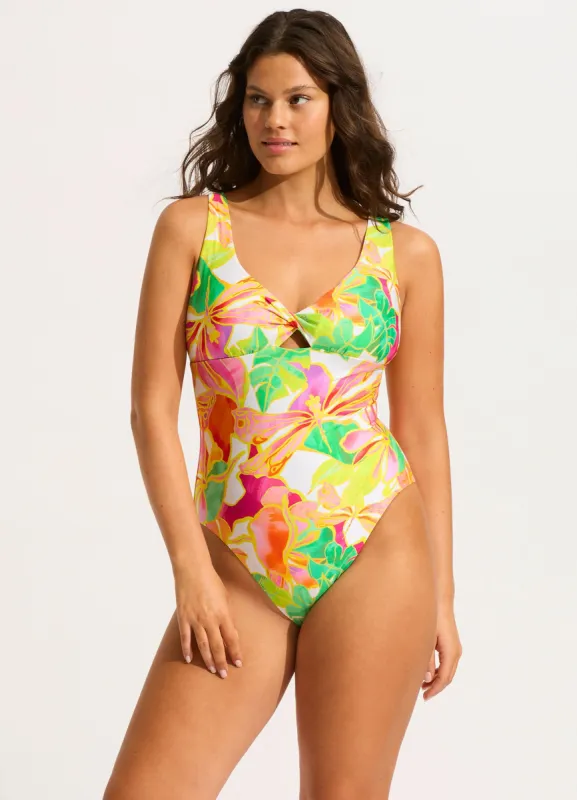 Wonderland Twist Front One Piece - Fuchsia Rose sold by Seafolly