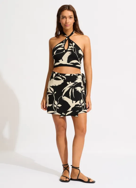 Birds of Paradise Mini Wrap Skirt - Black sold by Seafolly