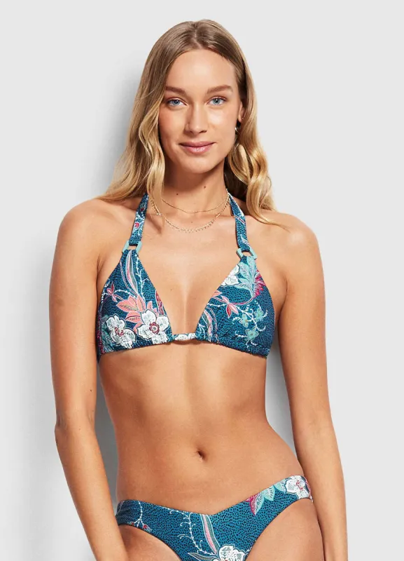 Balinese Retreat Slide Tri Bikini Top - Peacock Blue sold by Seafolly