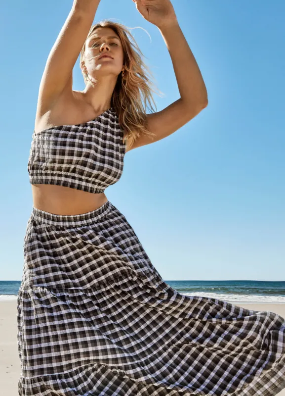 Gingham Tiered Skirt  - Black sold by Seafolly