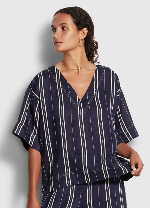 Sand Stripe Top  - Dark Navy sold by Seafolly