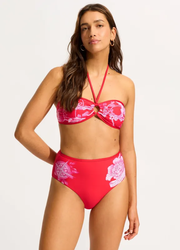 Ahoy Ring Front Bandeau Bikini Top - Chilli Red sold by Seafolly