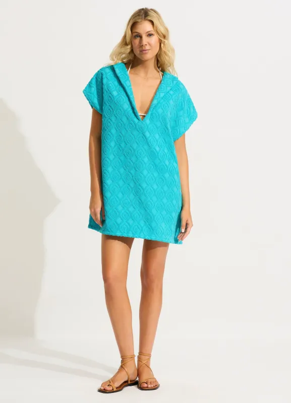 Birds of Paradise Towel Poncho - Atoll Blue sold by Seafolly