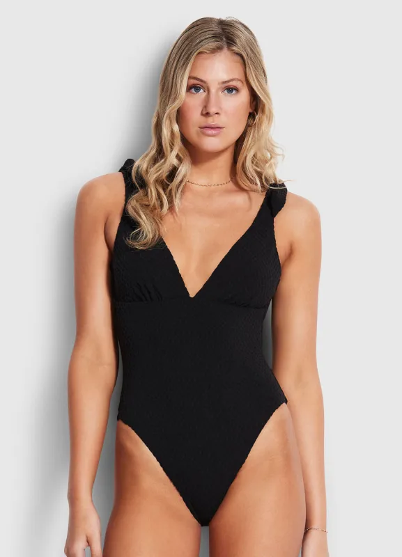 Riviera Deep V One Piece - Black sold by Seafolly