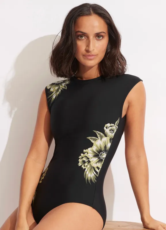 Island In The Sun Cap Sleeve One Piece - Avocado sold by Seafolly