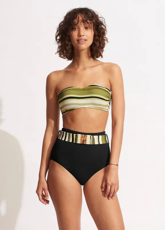 Sun Stripe High Waisted Pant With Belt - Avocado sold by Seafolly