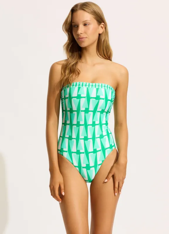 Secret Garden DD Bandeau One Piece - Jade sold by Seafolly
