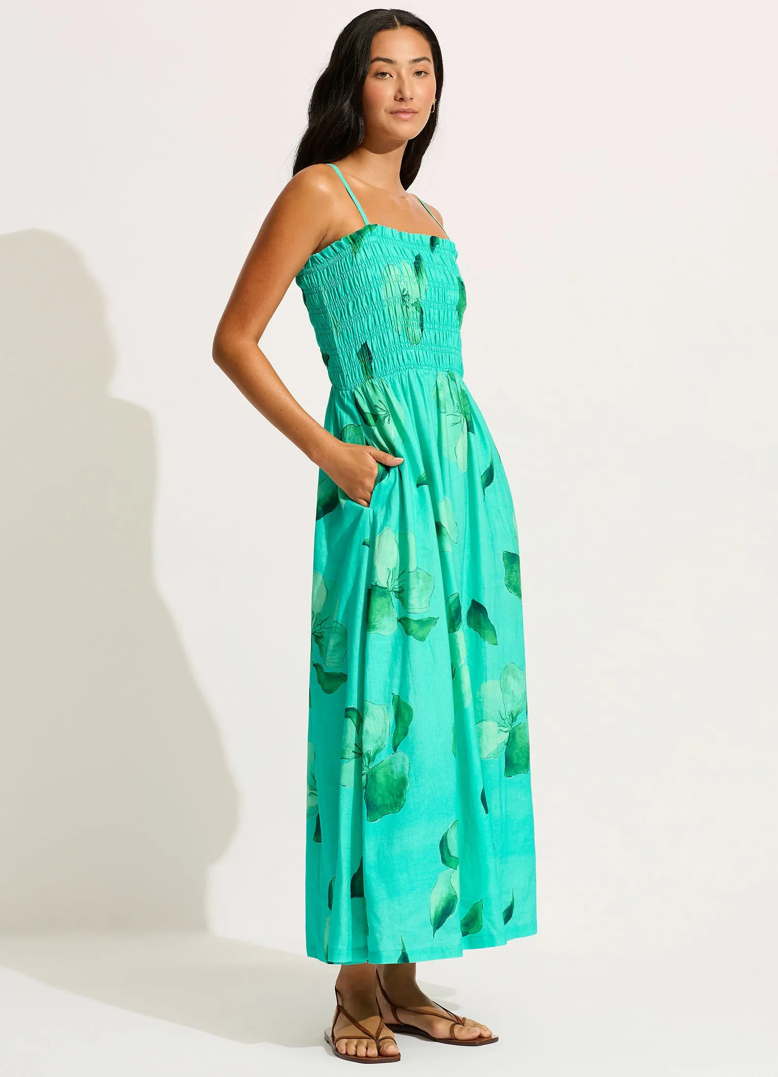 Secret Garden Shirred Maxi Dress - Jade sold by Seafolly product image thumbnail 2